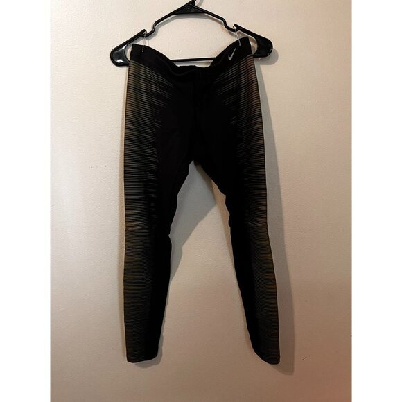 Women's Nike Black & Gold Leggings Size M [EXCELLENT] - Picture 1 of 6